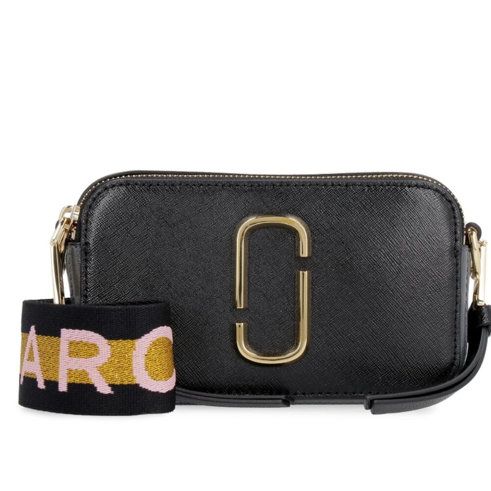 Marc Jacobs Black Snapshot Camera Bag with Logo Strap